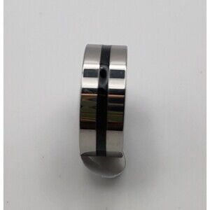 Mens Stainless Steel Silver And Black Striped Ring Band U.S Size 8.5